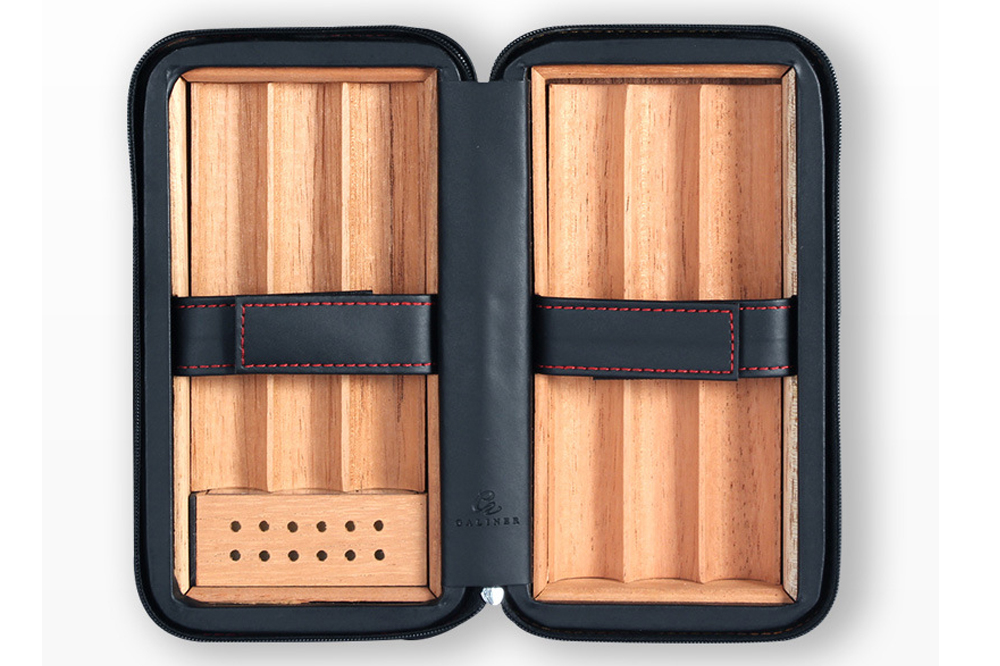 Wood leather cigar case