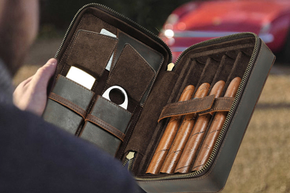 luxury leather cigar case