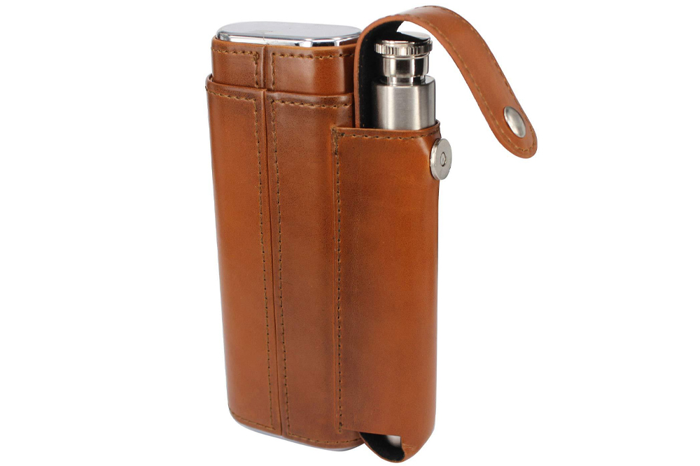 Metal leather cigar case